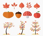 12 flat autumn plant vector